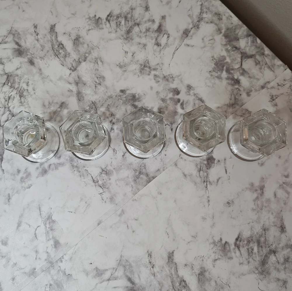 Glass Candle Votive Tealight Candlestick Holder Set Of 5